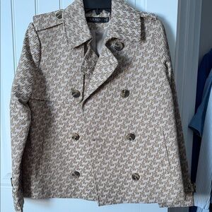 Lauren Ralph Lauren Tan Monogram Pea Coat